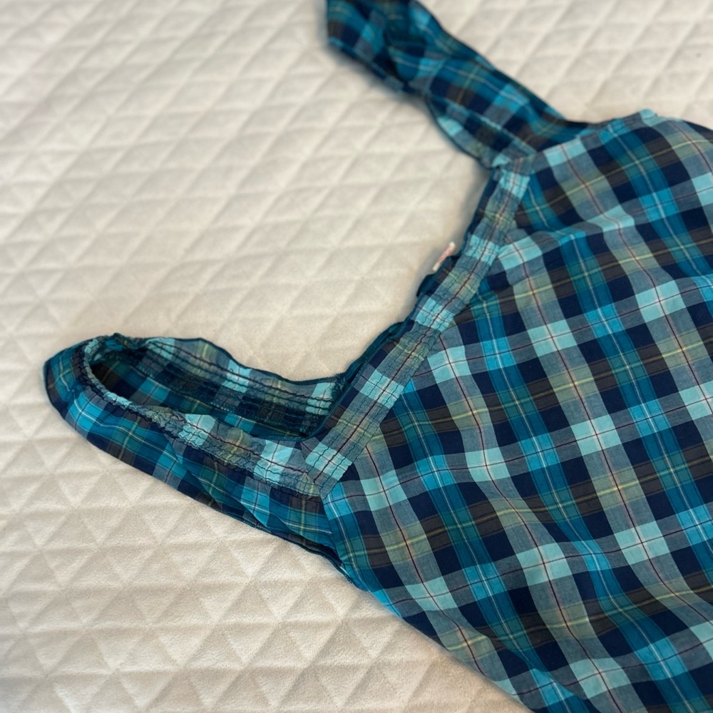 OP Vintage Blue Plaid Kids Tank Top